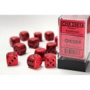 Boite de Set de 12 dés D6 16mm Polyhédraux opaque Rouge et Noir - Chessex