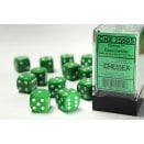Set de 12 dés D6 16mm Polyhédraux opaque Vert et Blanc - Chessex