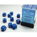 Set de 36 dés D6 12mm Polyhédraux opaque Bleu et Blanc - Chessex