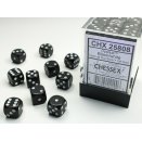 Set de 36 dés D6 12mm Polyhédraux opaque Noir et Blanc - Chessex