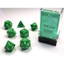 Set de 7 dés Polyhédraux opaque Vert et Blanc - Chessex