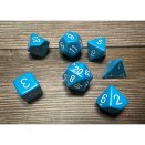 Set de 7 dés Polyhédraux opaque Bleu clair et Blanc - Chessex