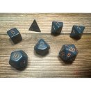 Boite de Set de 7 dés Polyhédraux opaque Bleu poussière et Cuivre - Chessex
