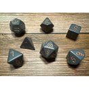 Boite de Set de 7 dés Polyhédraux opaque Gris foncé et Cuivre - Chessex