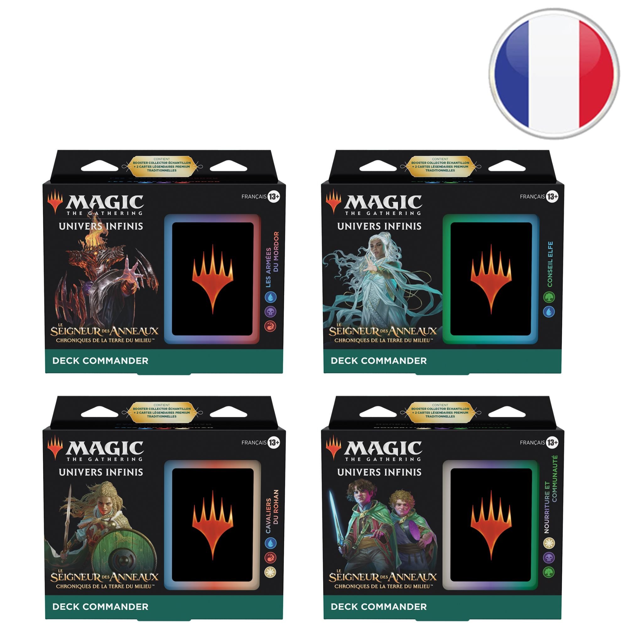 Lot des 4 Decks Commander Le Seigneur des Anneaux chroniques de la Terre du Milieu™ Magic FR